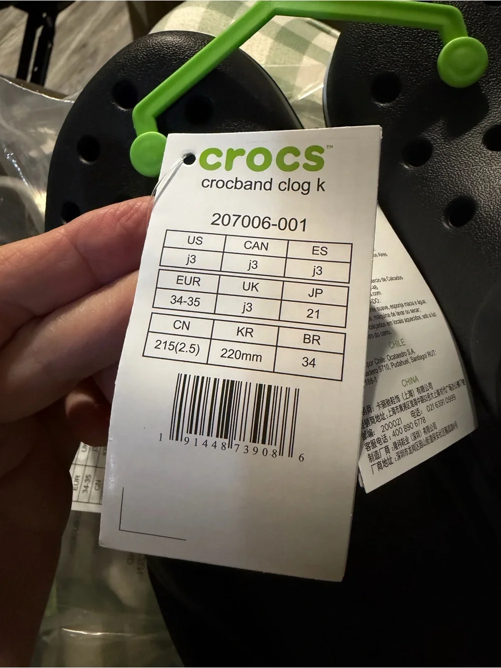 CROCS Kids Black Clog Sandals with White Trim